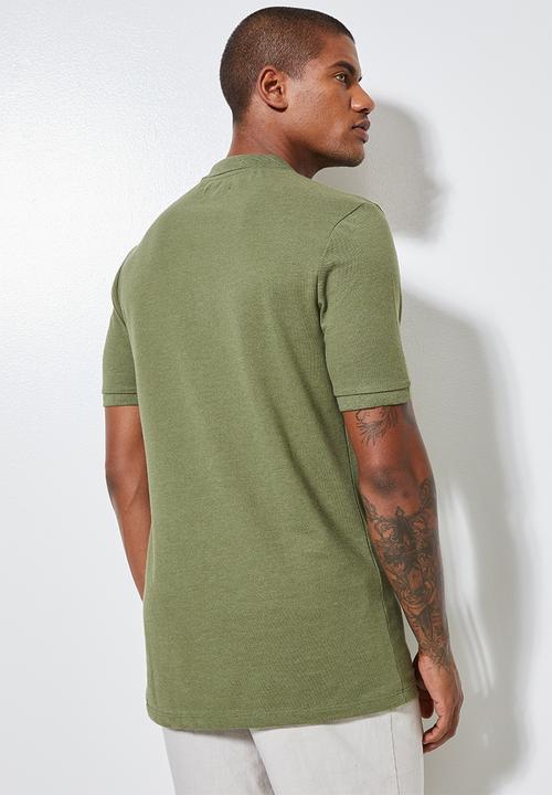 Superbalist - Luka slim pique golfer - green melange 