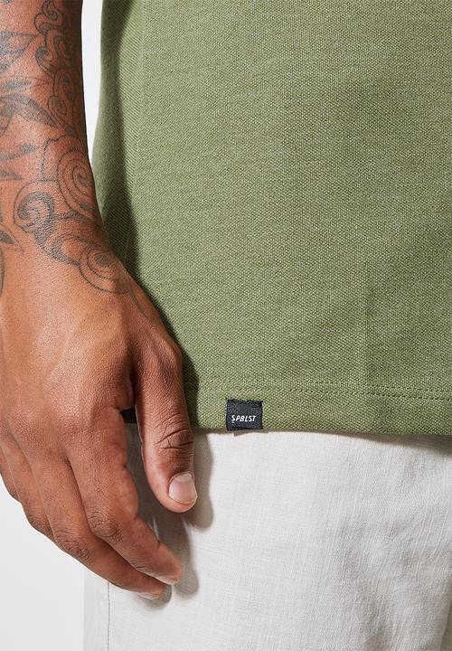 Superbalist - Luka slim pique golfer - green melange 
