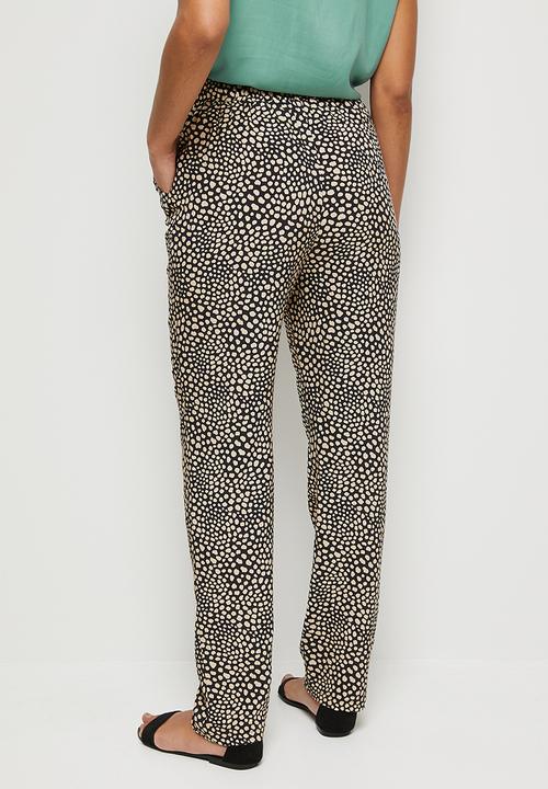 edit - Printed straight leg trouser - black & stone 