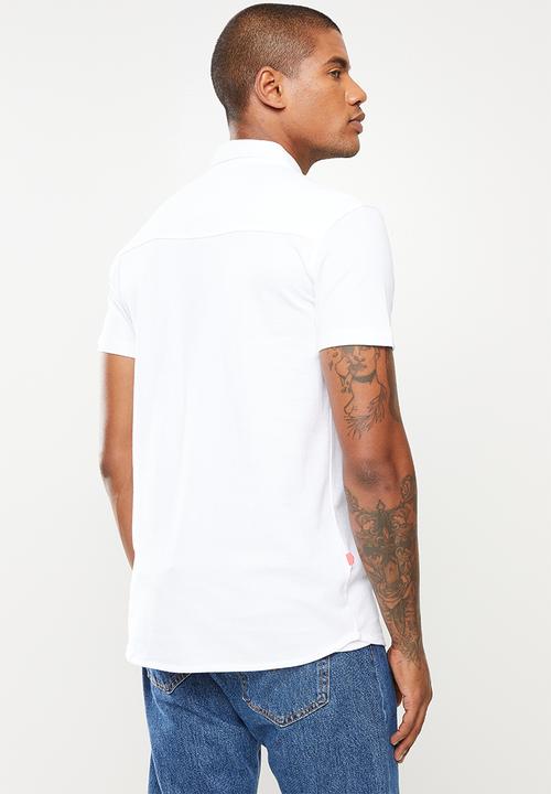 S.P.C.C - Hilton regular fit button through, knit shirt - optical white