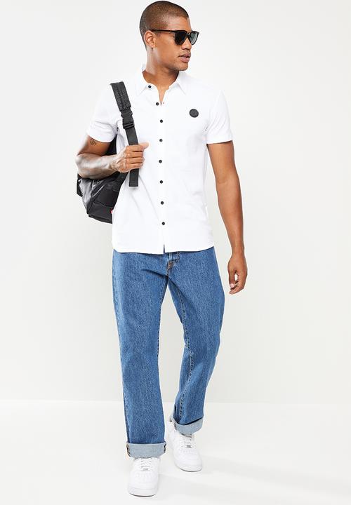 S.P.C.C - Hilton regular fit button through, knit shirt - optical white