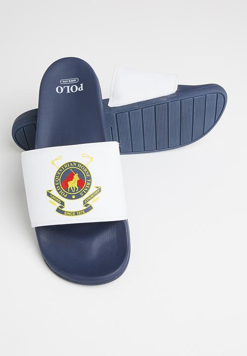 POLO - Frank multi crest pool sandal - white