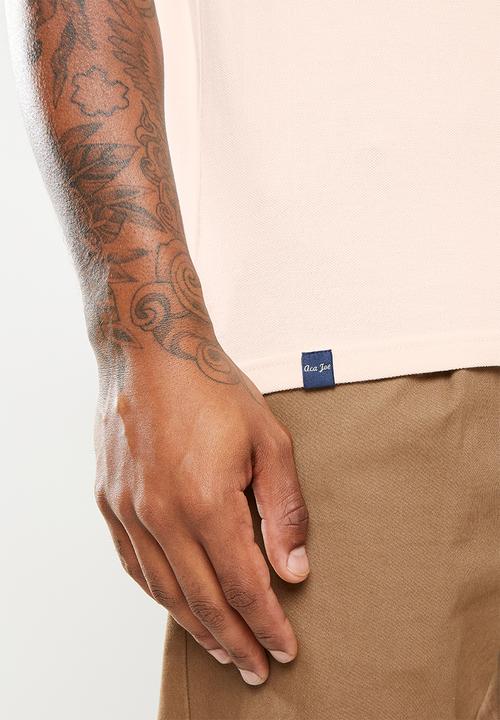 Aca Joe - Chest emb striped collar golfer - stone