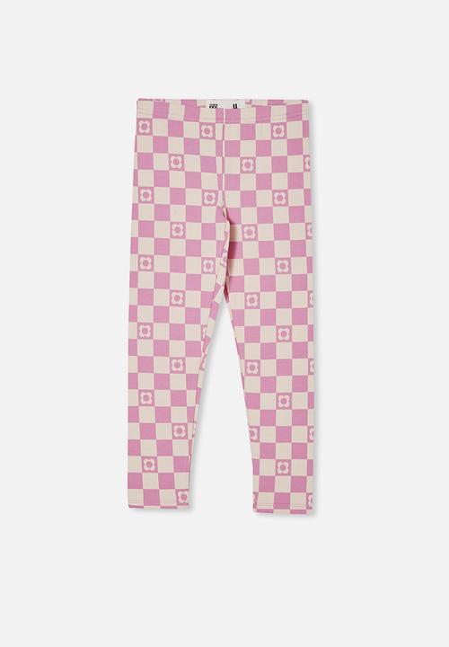 Cotton On - Huggie tights - pink gerbera/coogee checkerboard