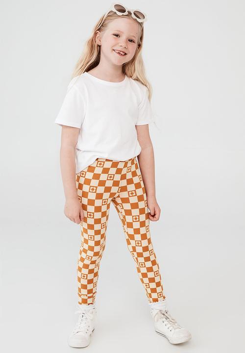 Cotton On - Huggie tights - tummeric latte/coogee checkerboard