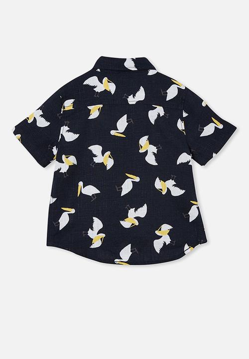 Cotton On - Resort short sleeve shirt - navy blazer/pelican