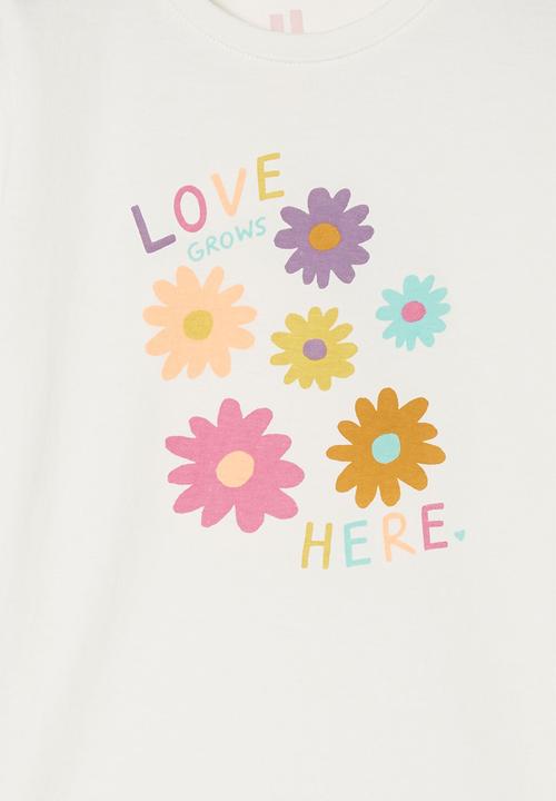 Cotton On - Penelope short sleeve tee - vanilla/love grows here