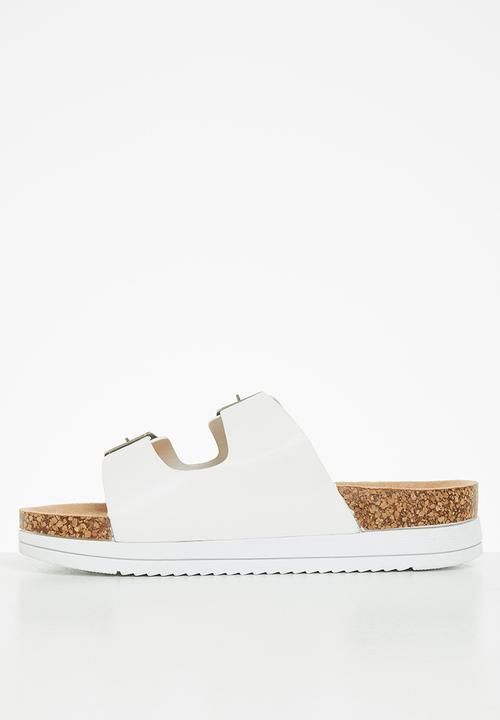 Jada - Double buckle flatform slide - white