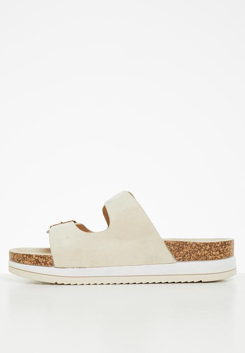 Jada - Double buckle flatform slide - stone