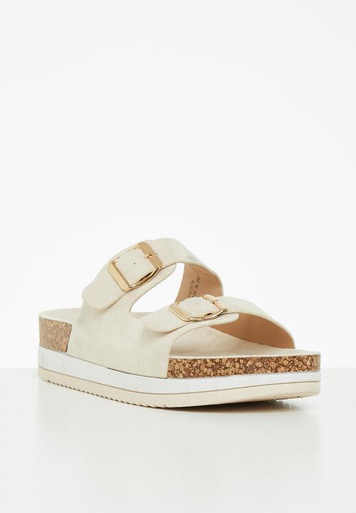 Jada - Double buckle flatform slide - stone