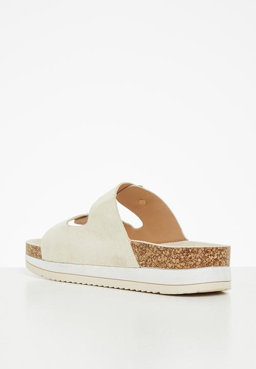 Jada - Double buckle flatform slide - stone