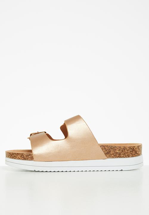 Jada - Double buckle flatform slide - rose gold