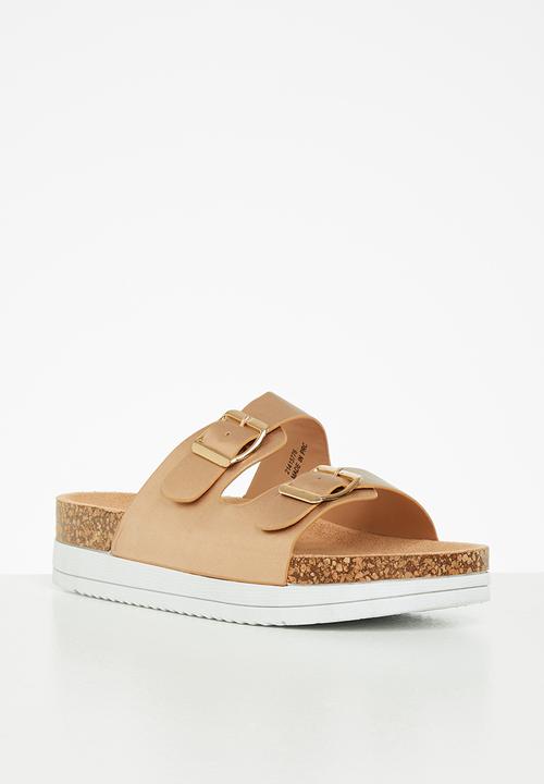 Jada - Double buckle flatform slide - rose gold