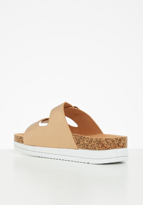 Jada - Double buckle flatform slide - rose gold
