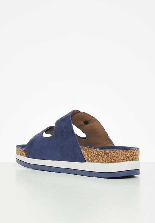 Jada - Double buckle flatform slide - navy