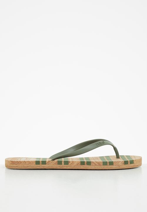 POLO - Kayla stripe flip flop - olive & brown