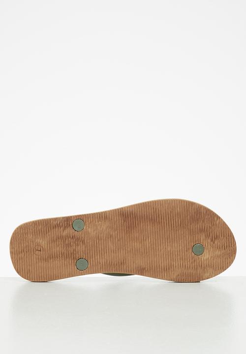 POLO - Kayla stripe flip flop - olive & brown