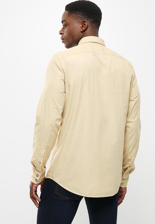 POLO - Jason long sleeve signature shirt - stone
