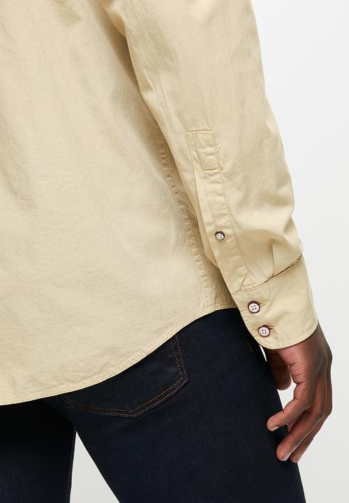 POLO - Jason long sleeve signature shirt - stone
