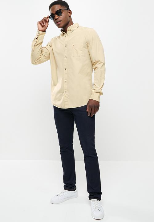 POLO - Jason long sleeve signature shirt - stone