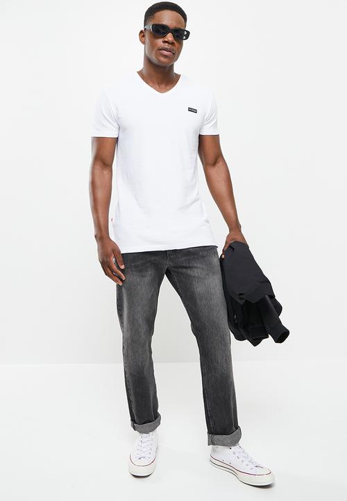 S.P.C.C - Marsden regular fit straight hem, v-neck tee - optical white