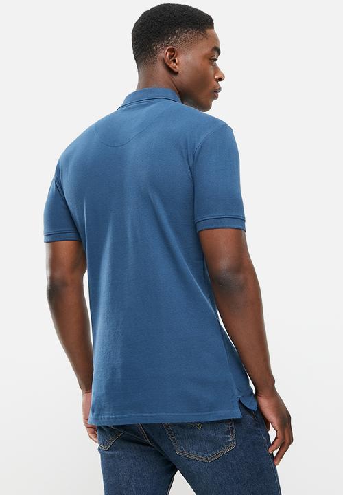 S.P.C.C - Cayenne slimline fit side slit straight hem polo - denim blue