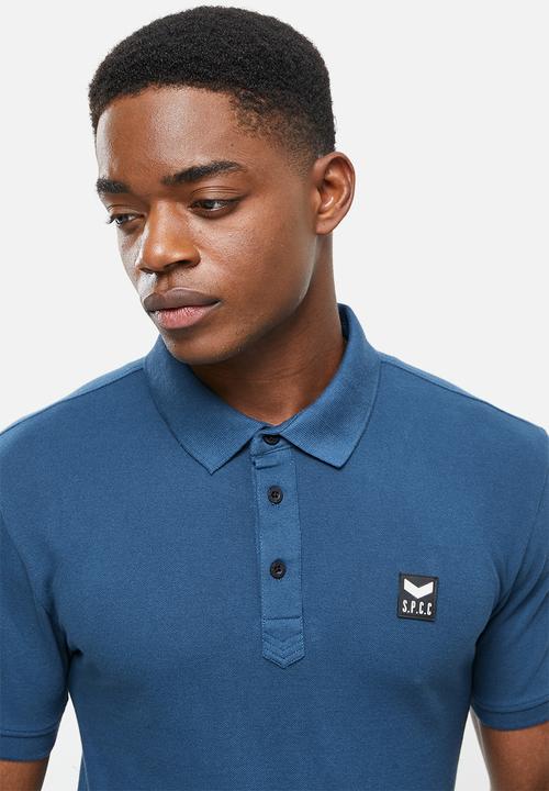 S.P.C.C - Cayenne slimline fit side slit straight hem polo - denim blue