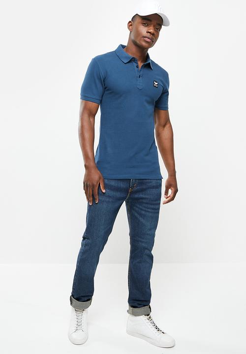 S.P.C.C - Cayenne slimline fit side slit straight hem polo - denim blue