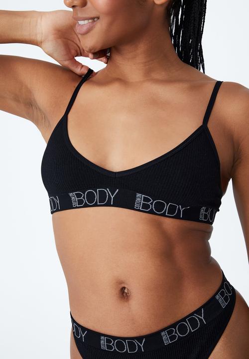 Cotton On - Seamless triangle bralette - black 