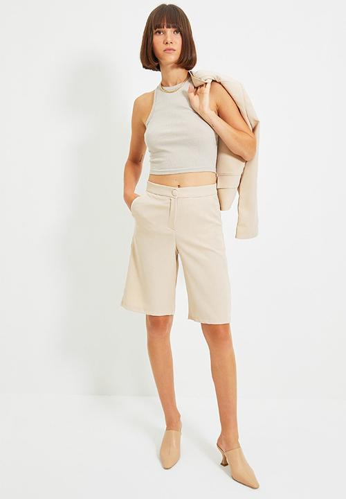 Trendyol - Zipper shorts bermuda - stone