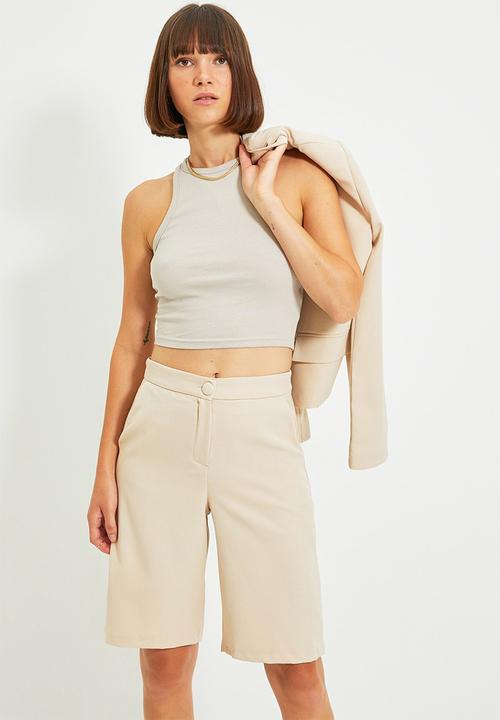 Trendyol - Zipper shorts bermuda - stone