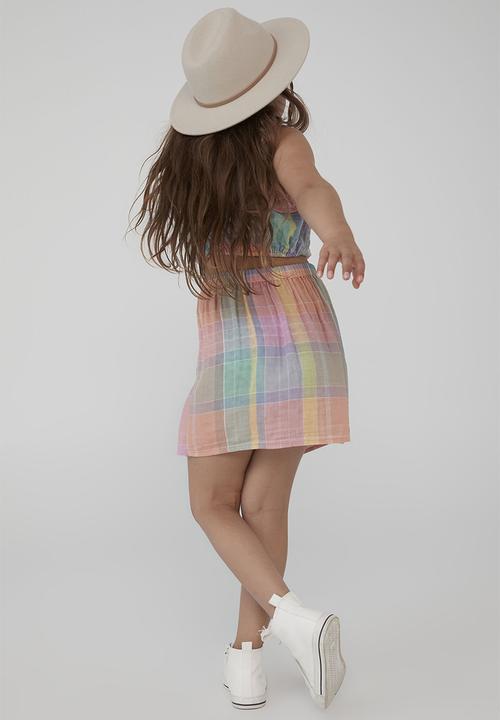 Cotton On - Lucille skirt - rainbow check