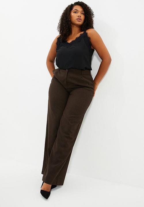 Trendyol - Pleated wide leg trousers - brown