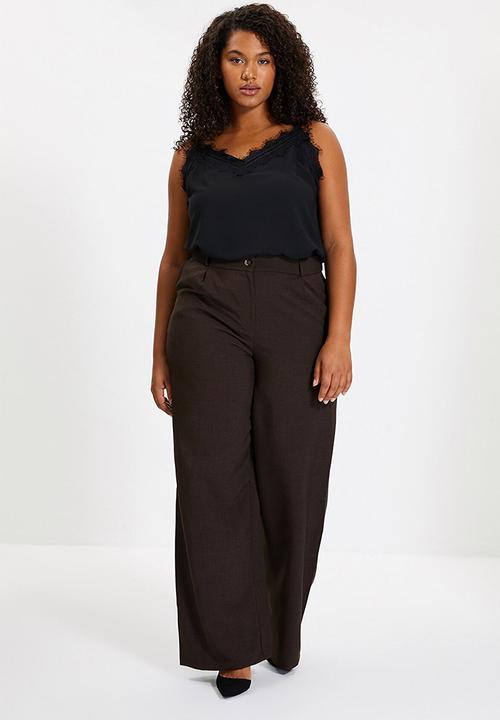 Trendyol - Pleated wide leg trousers - brown