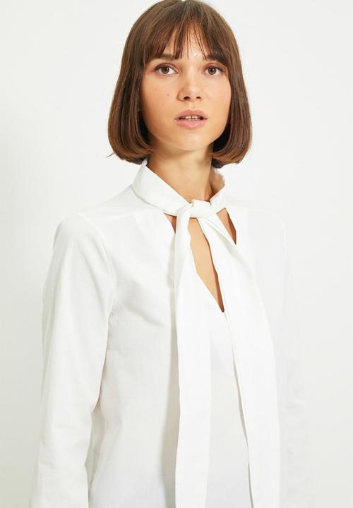 Trendyol - Tie detail blouse - white