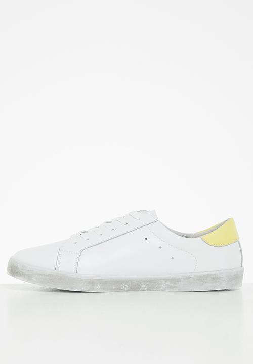 Julz - Mila leather sneaker - white & yellow