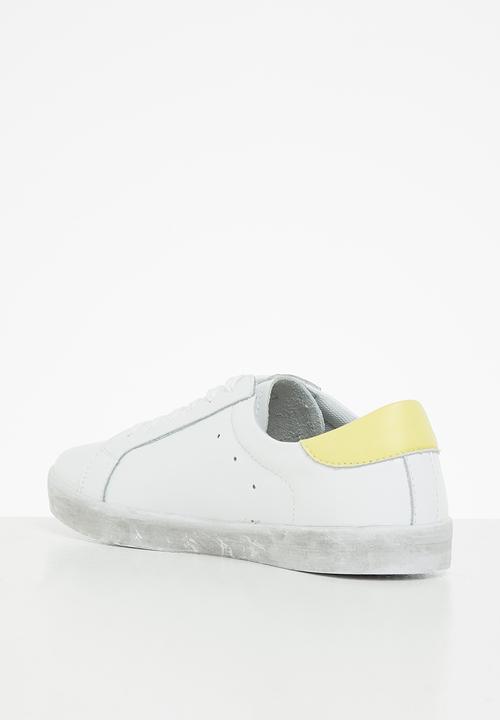 Julz - Mila leather sneaker - white & yellow
