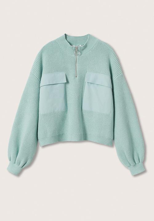 MANGO - Sweater pockets - light pastel green
