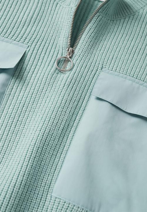 MANGO - Sweater pockets - light pastel green