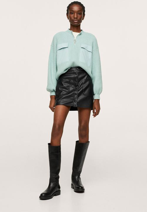 MANGO - Sweater pockets - light pastel green