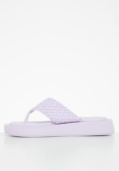 Plum - Kiwi plaited chunky flatform flip flop - lilac