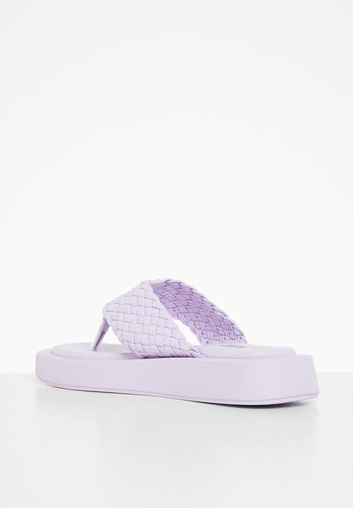 Plum - Kiwi plaited chunky flatform flip flop - lilac