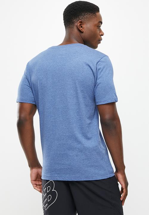New Balance  - Nb essentials stacked logo tee - oxygen blue heather