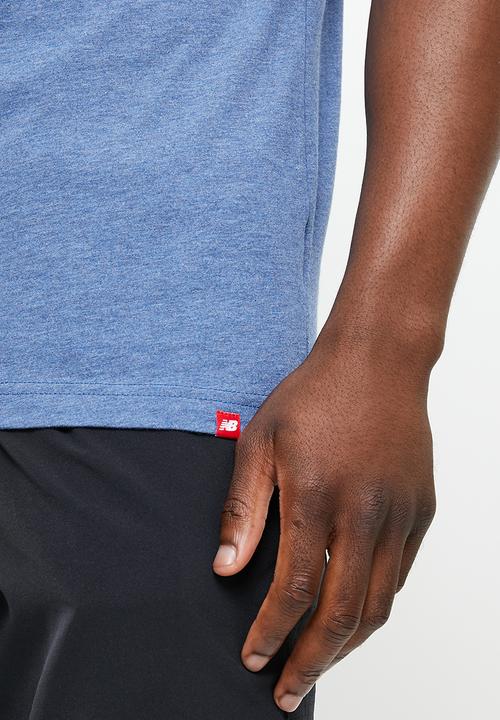 New Balance  - Nb essentials stacked logo tee - oxygen blue heather