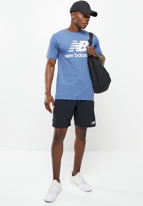 New Balance  - Nb essentials stacked logo tee - oxygen blue heather