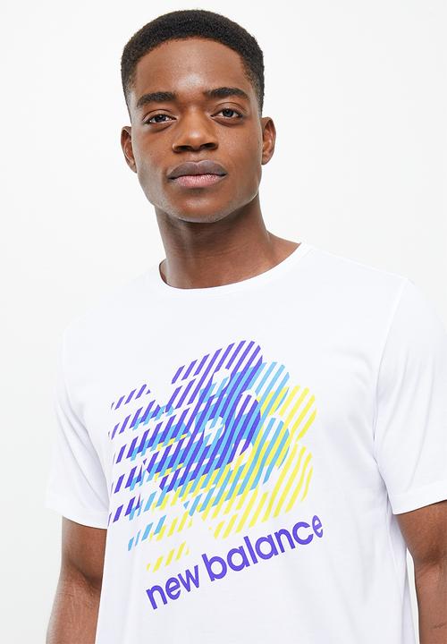New Balance  - Tenacity heather tech short sleeve - white & blue