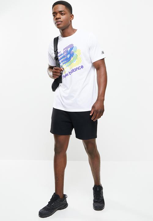 New Balance  - Tenacity heather tech short sleeve - white & blue