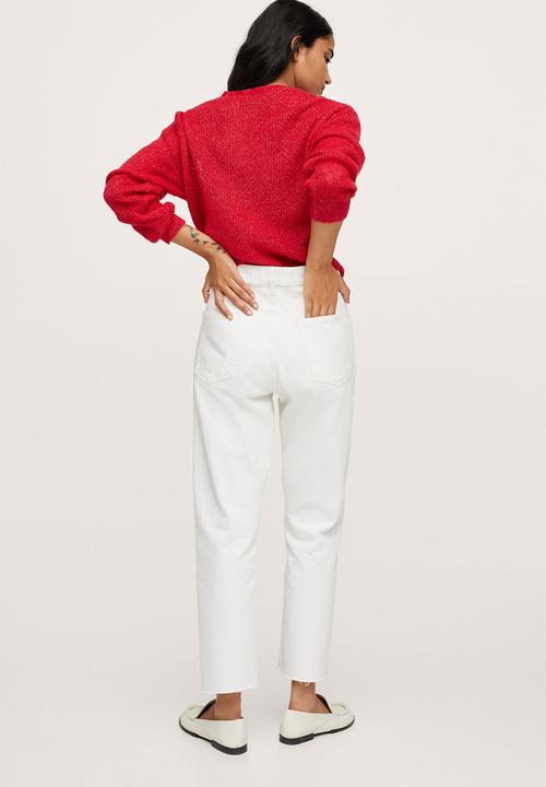 MANGO - Sweater gery - red