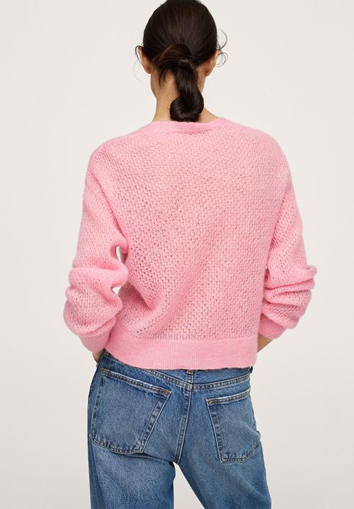 MANGO - Sweater gery - light pastel pink
