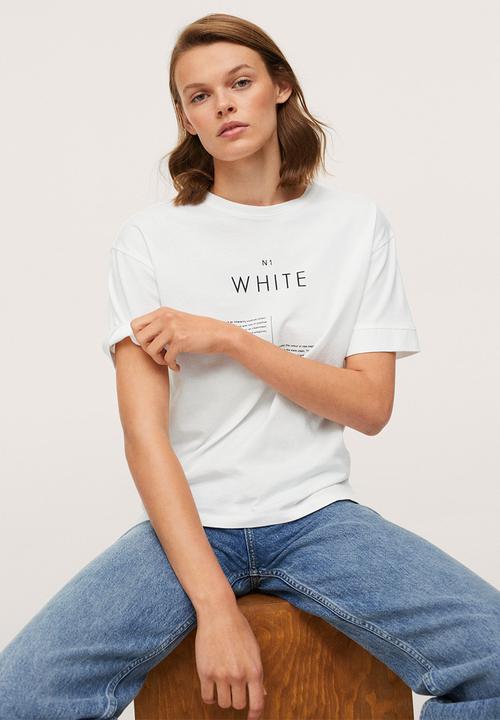 MANGO - T-shirt pstcolor - white